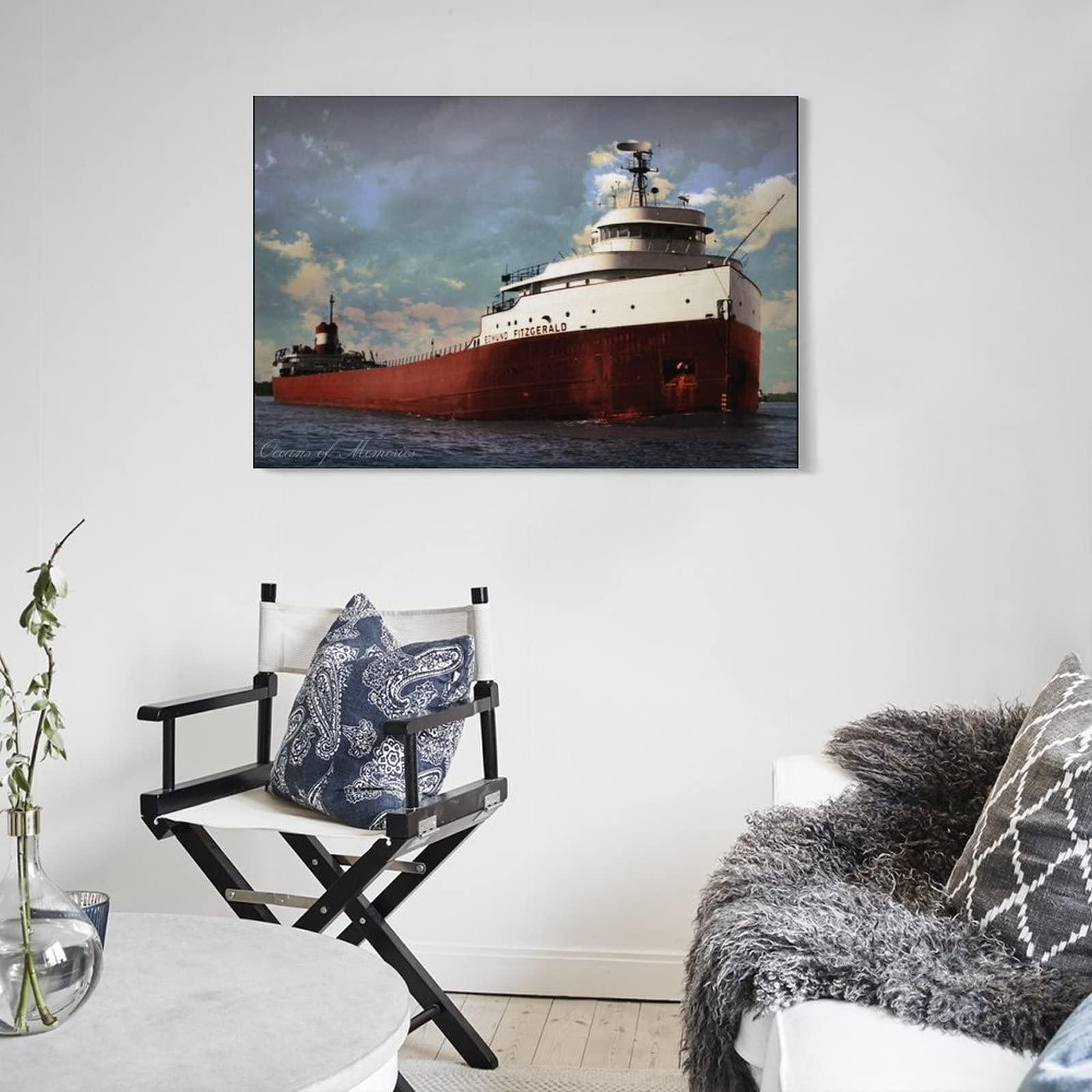 generic Edmund Fitzgerald Ship Painting Poster (4) Wall Art Paintings Canvas Wall Decor Home Decor Living Room Decor Aesthetic Prints 20x30inch(50x75cm) Frame-style