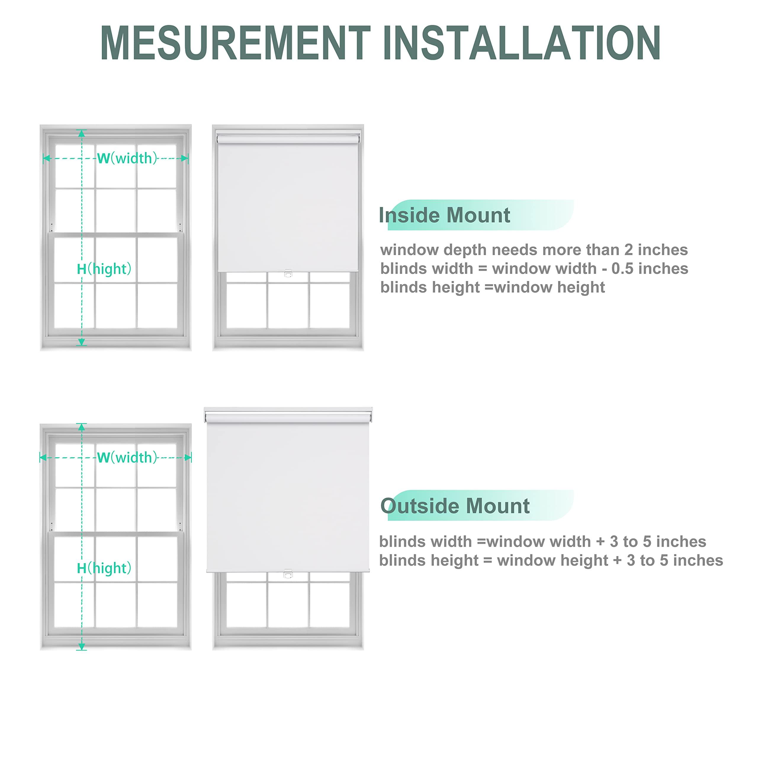 HOTSOON HOTSOON Blackout Roller Shades for Windows, Cordless Window Blinds Thermal Insulated Spring System Shades for Home Office, White, 63.5" W x 48" H