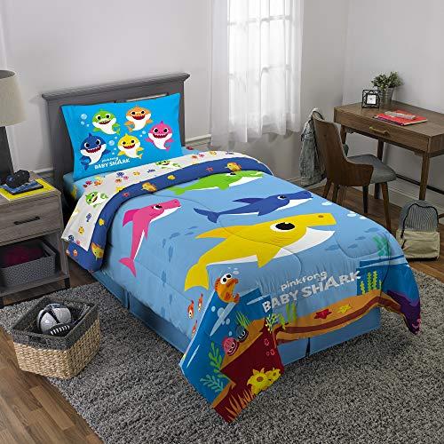 Franco Baby Shark 2pc Twin/Full Reversible Comforter and Sham Bedding Set