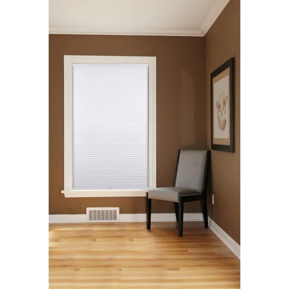 HNU All Season White Blackout Window Blinds Cordless | Honeycomb Design Energy Efficient & Light Blocking Feature | Raise/Lower with Clear Tab on Bottom | Darkening Cellular Shades, Size: 34.5" W X 84" H