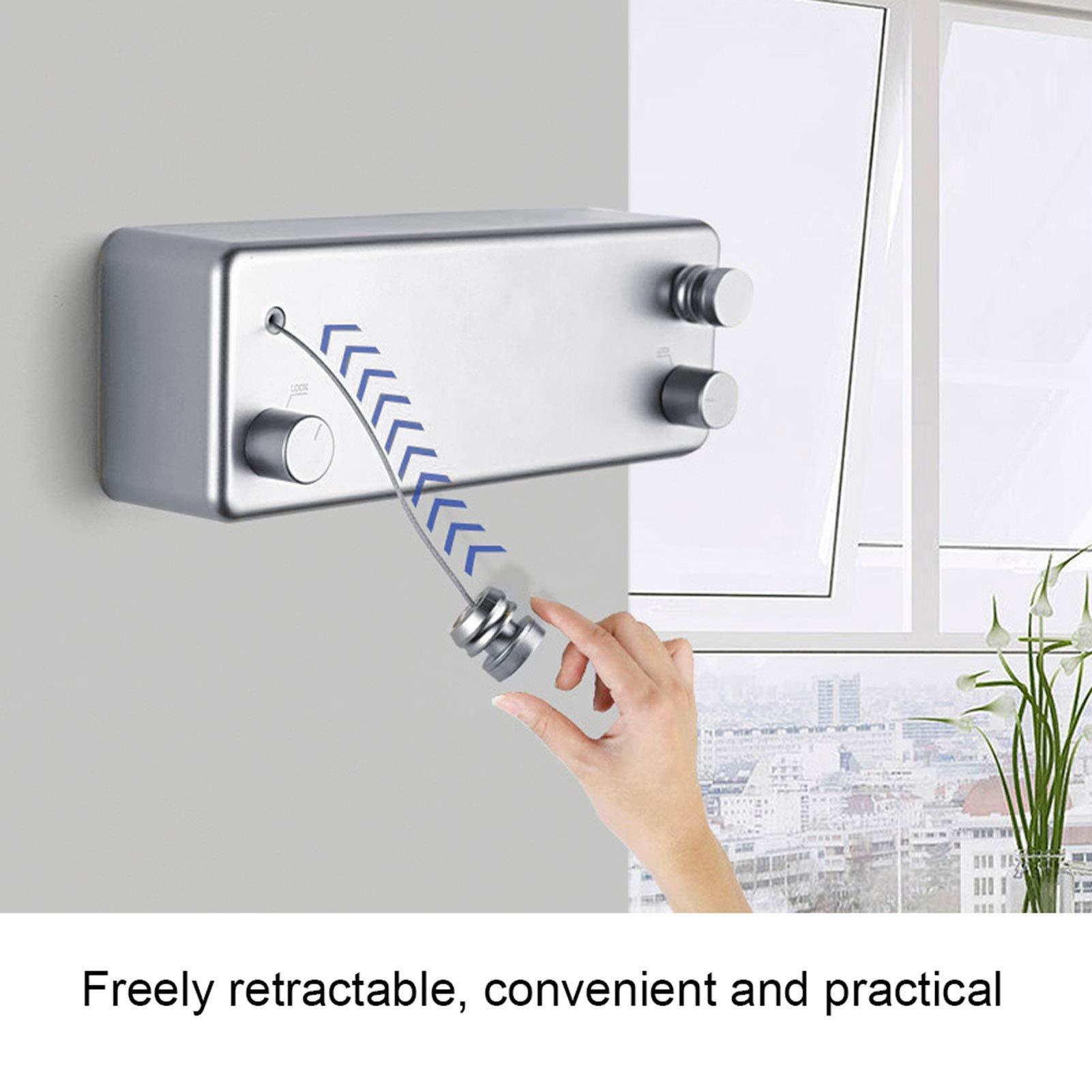 MINGZHE MINGZHE Clothesline Washing Line Clothes Hanger Line Clothesline Rope Retractable Clothesline Dual Lines Retractable Clothesline Clothes Drying Line for Indoor Hotel Home Balcony Bathroom(Silver)