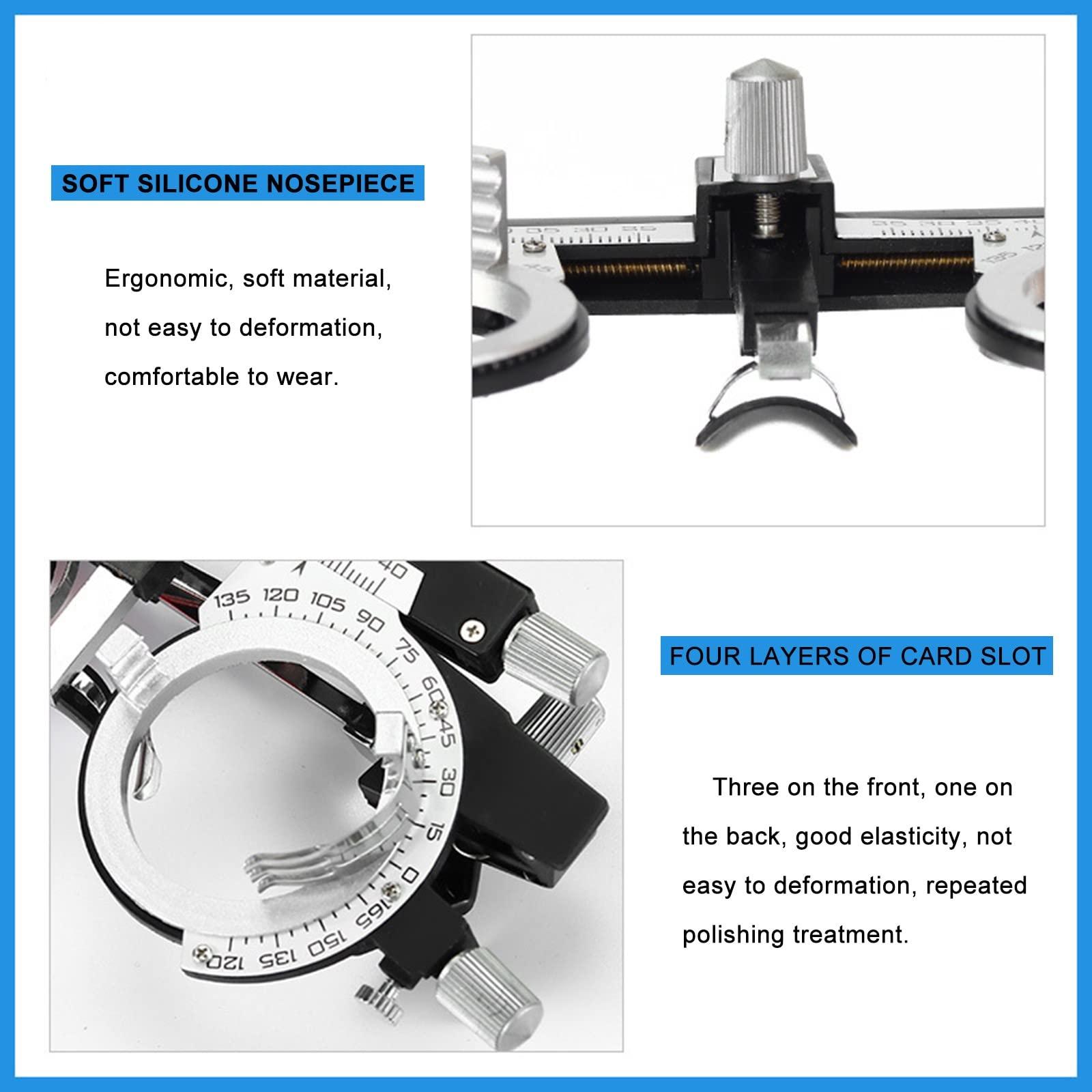 TCCOC PD 50-80mm Trial Frame Adjustable Temples and interpupillary Distance Ultra Light and Comfortable Eye Optometry Universal Lens Trial Frame(Color:Sliver,Size:PD50-80)