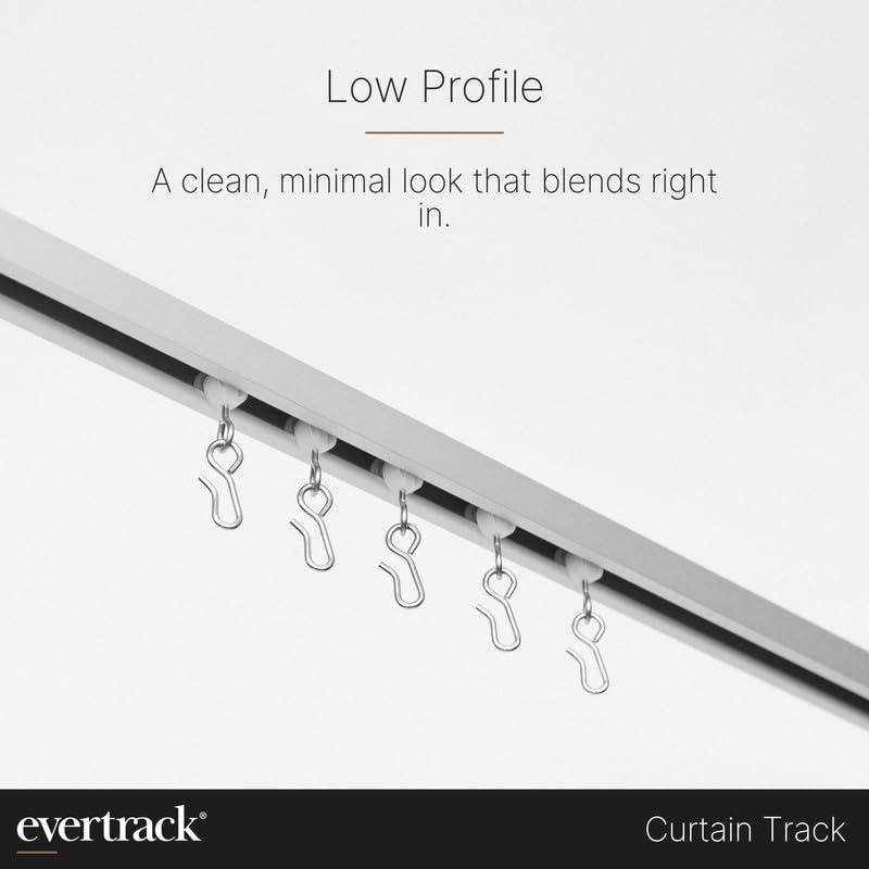 EverTrack EverTrack Curtain Track - Ceiling Mounted Curtain Rail for Curtains, Drapes, and Room Dividers - USA Made - Small (8 Feet), Jet Black