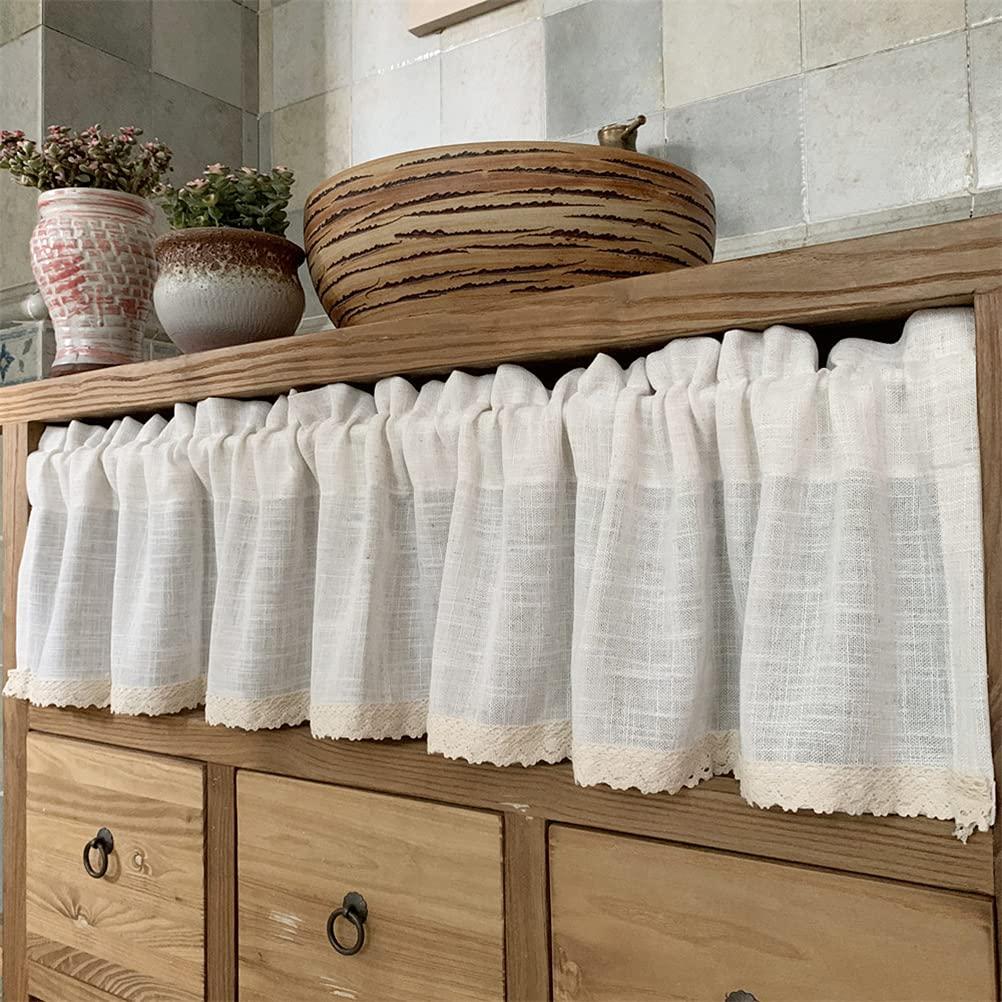 VhoMes Drop curtains, Sheer Valance Curtain,Window curtains,Short Curtains for Small Windows, Rod Pocket Half Curtains Window Valance Curtain for Cafe Kitchen Bathroom Living Room 1 Panel Color : Beige ( Col