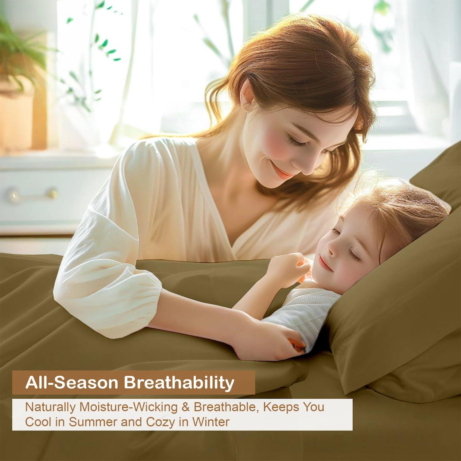 ARlinen Waterbed Sheets Queen Size 600 Thread Count 100% Cotton 21 Inches -Deep Pockets- Attached Waterbed Sheet Set- 4 Piece - Hotel Luxury Bed - Extra Soft -Taupe Solid Bed Sheets -Queen Waterbed Sheet