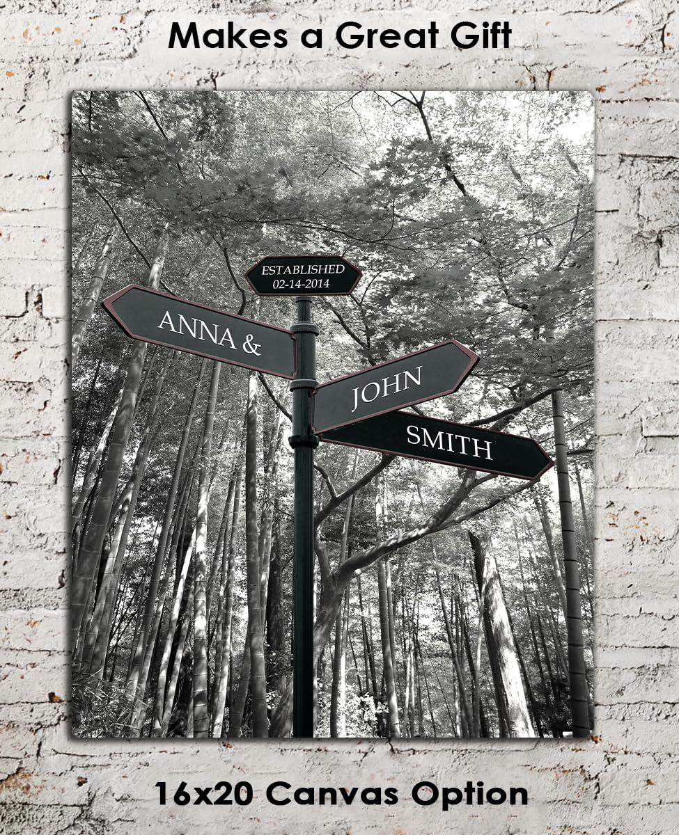 Buzz Unplugged Unique Personalized Street Signs with Names & Special Date On Print or Canvas Wall Art: Personalized Gifts for Couples Create Unforgettable Moments - Makes a Perfect Anniversary Gifts For A Couple