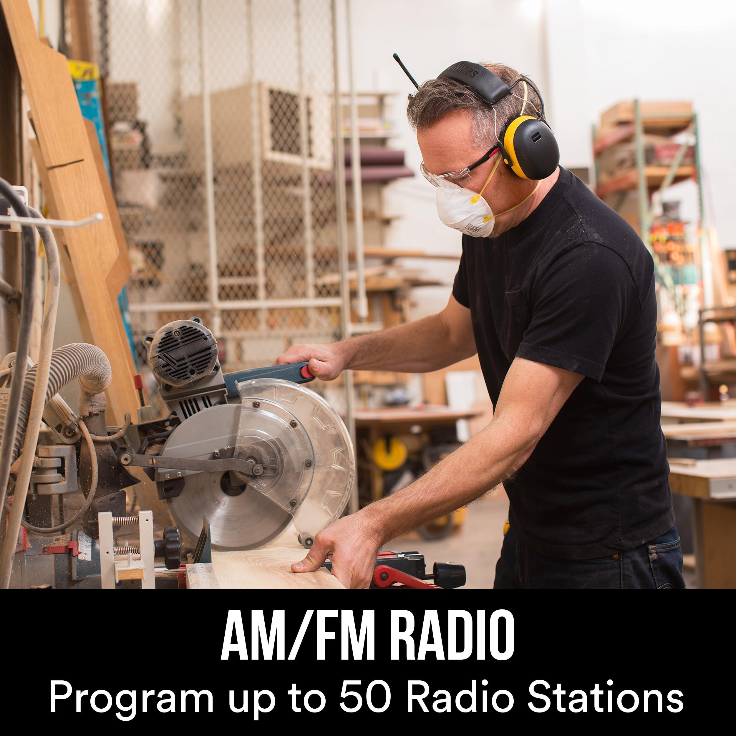 3M Safety 3M - 90541-80025T WorkTunes AM/FM Hearing Protector with Audio Assist Technology, 24 dB NRR, Ear protection for Mowing, Snowblowing, Construction, Work Shops