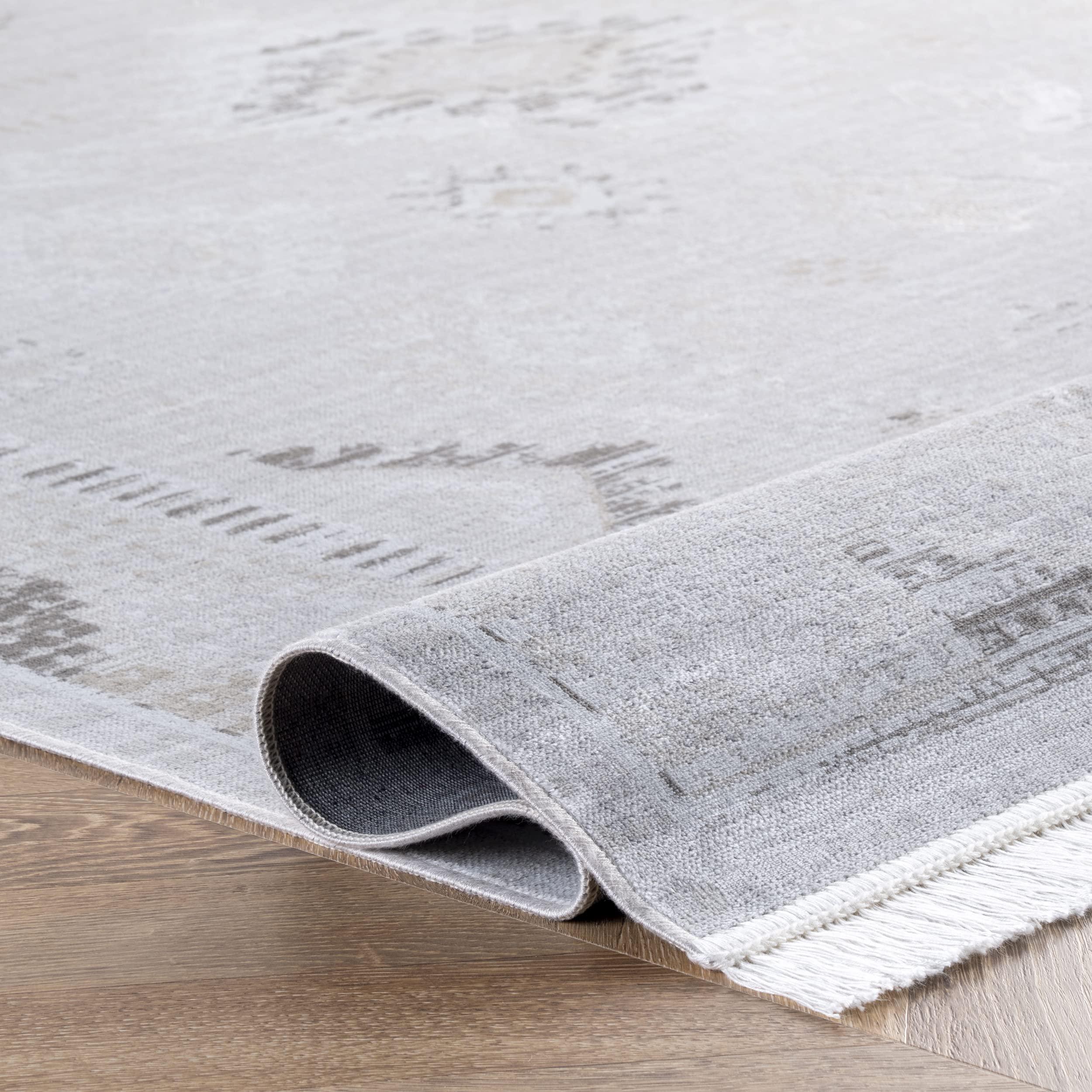 nuLOOM Rugs USA x Arvin Olano Venice Fringed Area Rug, 2x8, Silver