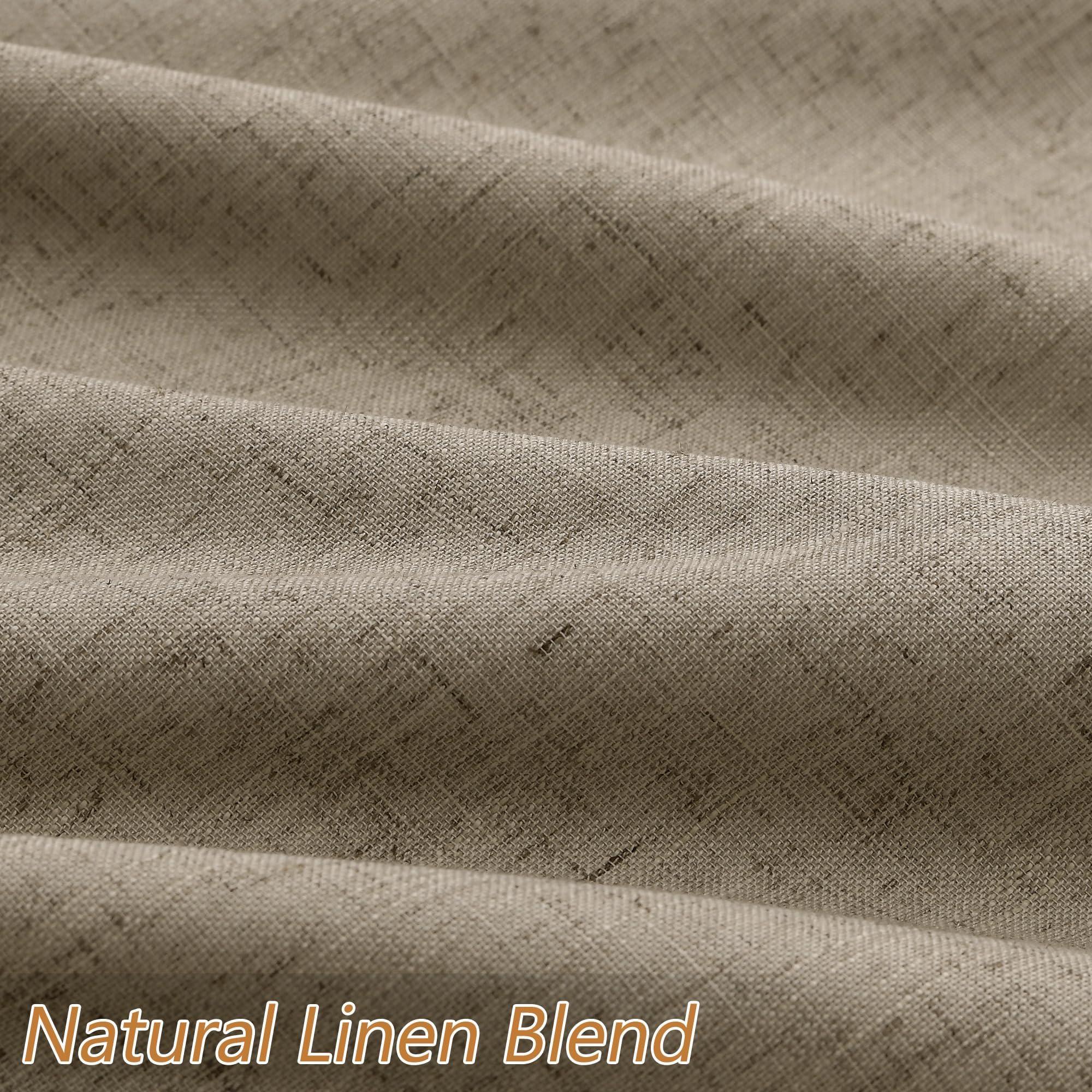 Guken Guken Burlap Blackout Curtains 108 Inch Length 2 Panels Set for Living Room Bedroom Back Tab Thermal Insulated 100% Black Out Linen Drapes Room Darkening Window Curtains 108 Inches Long Burlap