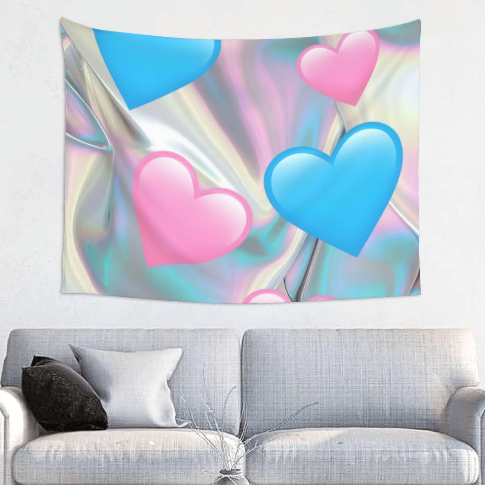 Kkaingg Kkaingg Pastel hearts, blue, love, pink Tapestry Wall Hanging Tapestry Wall Tapestry for Bedroom Aesthetic Tapestry Hippie Tapestry 29x37in