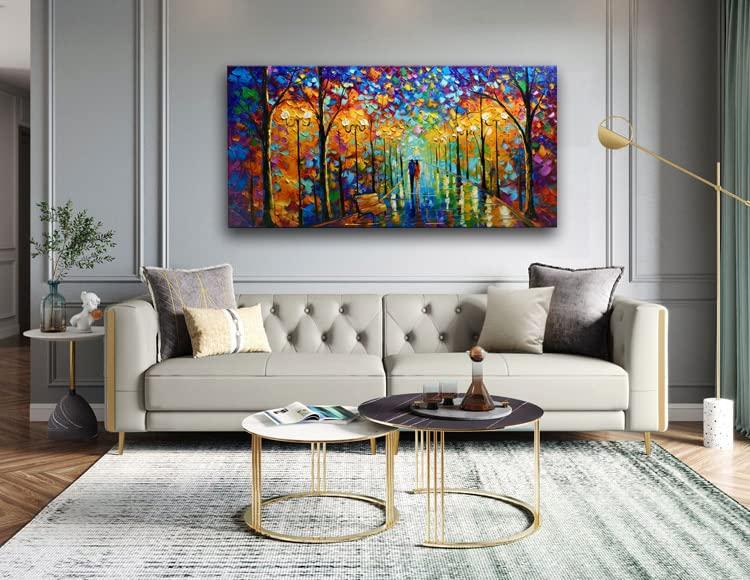 Tyed Art Tyed Art- Contemporary Art Landscape Oil Painting On Canvas Abstract Textured Tree Painting hand-painted acrylic frame wall art modern canvas painting 24x48inch