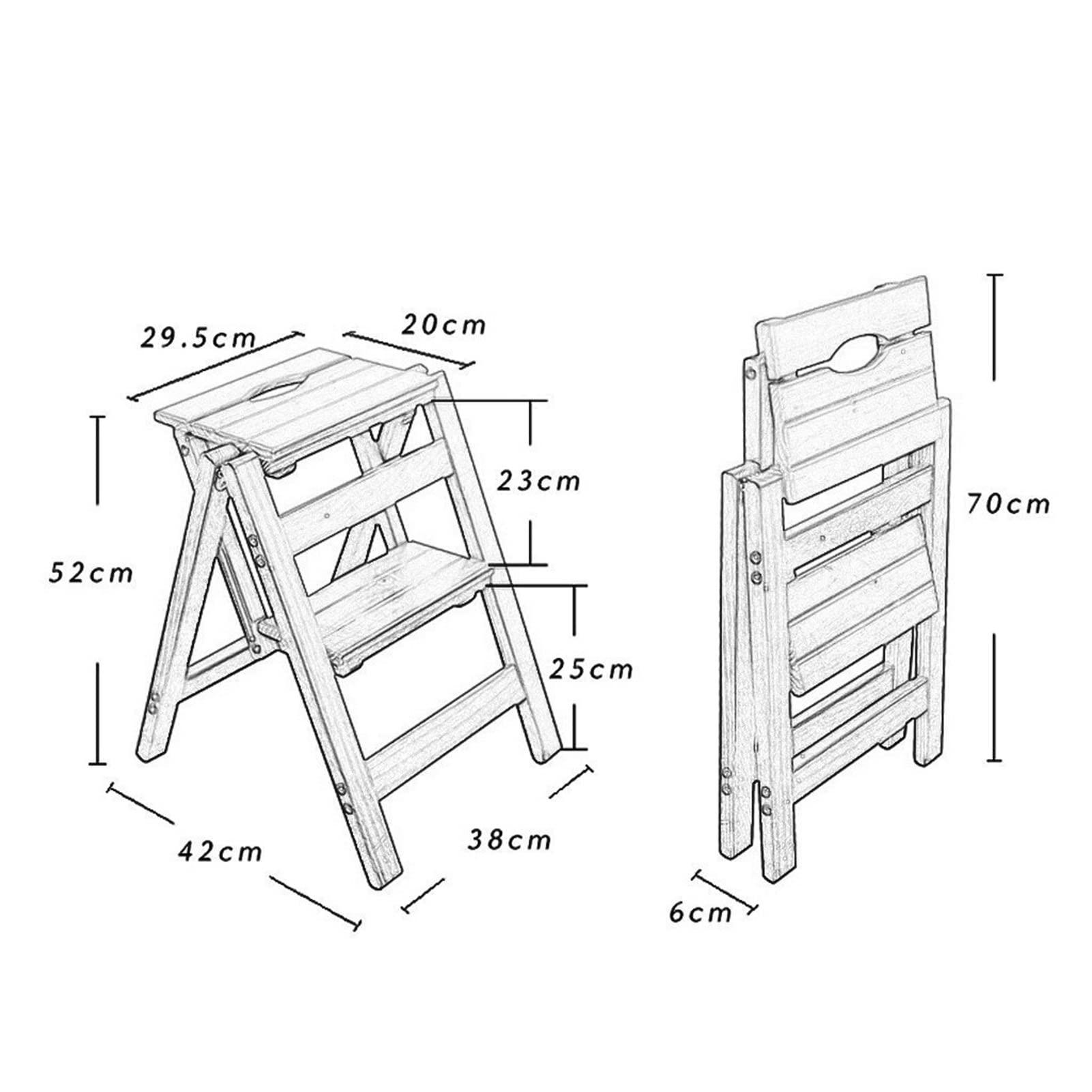WYZDCP Portable Wooden Stepladder Fold Ladder Stool Milti-fuction Safety Household Ladder Chair Safety Non-Slip Kitchen Step Flower Shelf Non-Slip Compact (Color : A)