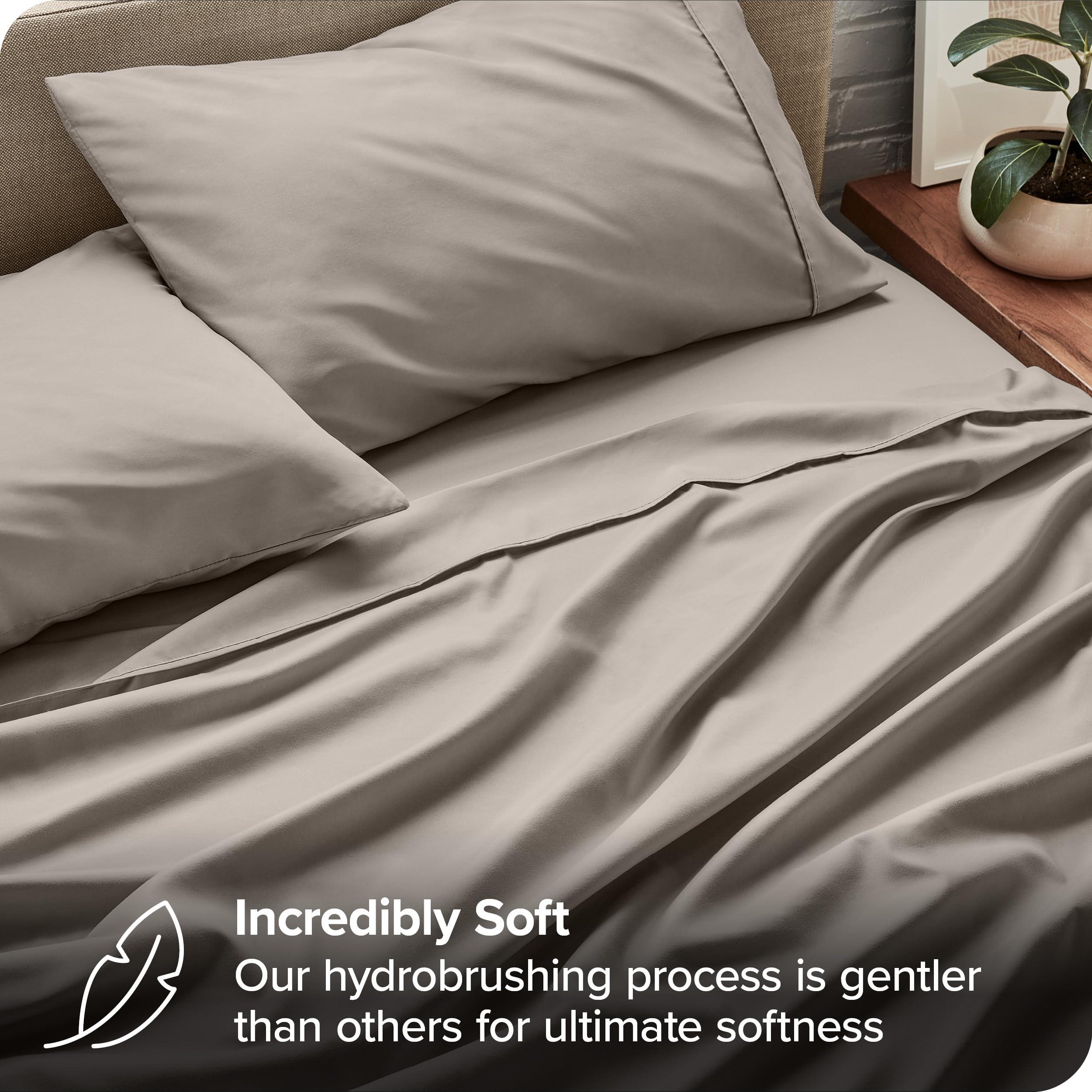 Bare Home Bare Home California King Sheet Set - 1800 Ultra-Soft Microfiber Cal King Bed Sheets - Double Brushed - Deep Pockets - Easy Fit - 4 Piece Set - Bed Sheets (California King, Khaki)