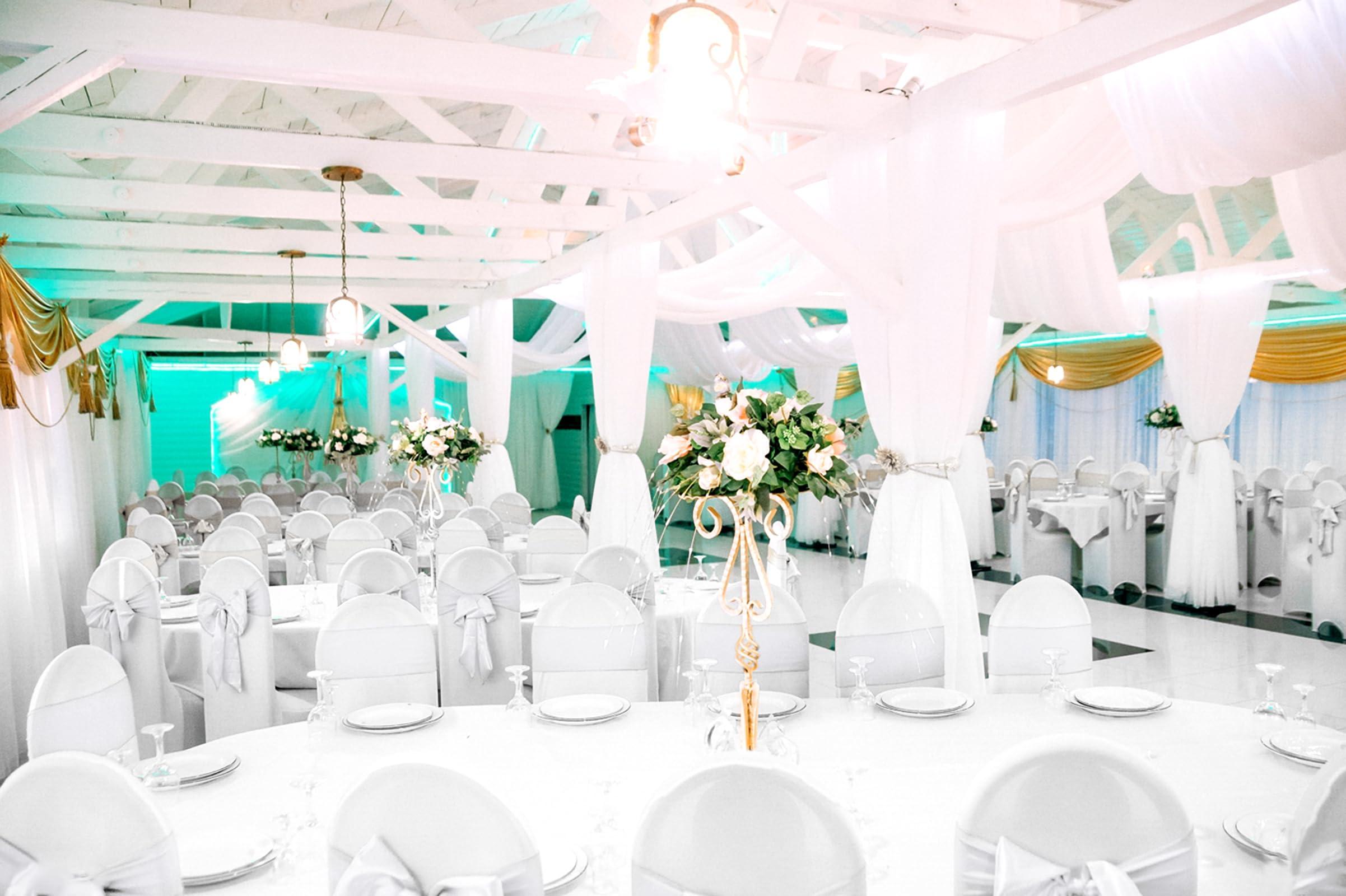 REWOMC 120 PCS Satin Chair Sashes White Shiny Chair Ribbon Ties Back Bows Designed Sashes Universal Chair Cover for Wedding Reception Gathering Birthday Party Banquet Restaurant Chair Decor (7x78inch)