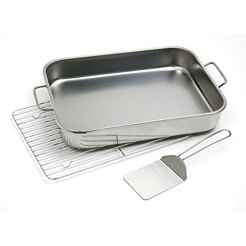Norpro Norpro 12 by 16 Inch Stainless Steel Roast Lasagna Pan, 16 IN, Gray