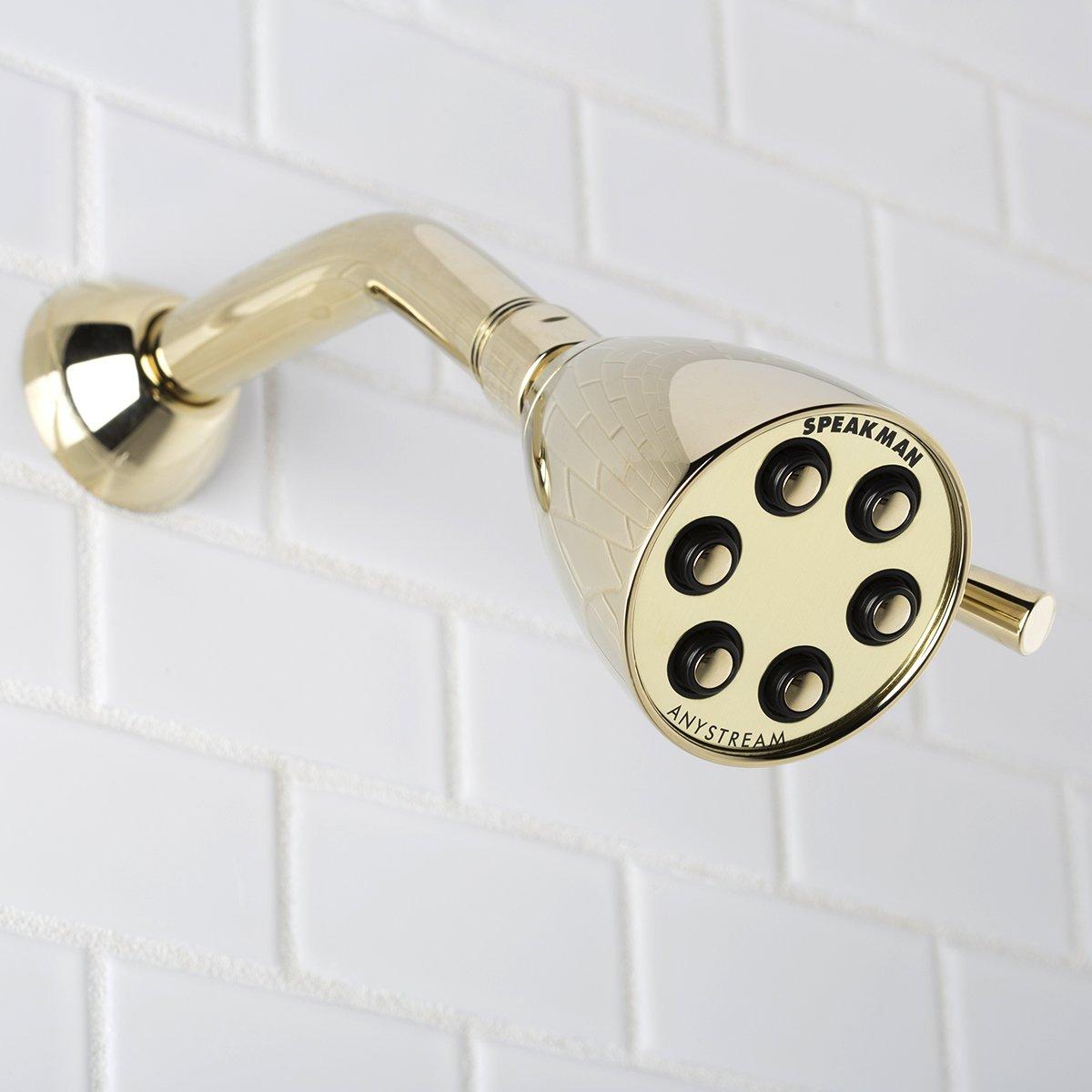 Speakman Speakman S-2252-PB Signature Brass Icon Anystream High Pressure Adjustable Shower Head, Polished Brass, 2.5 GPM