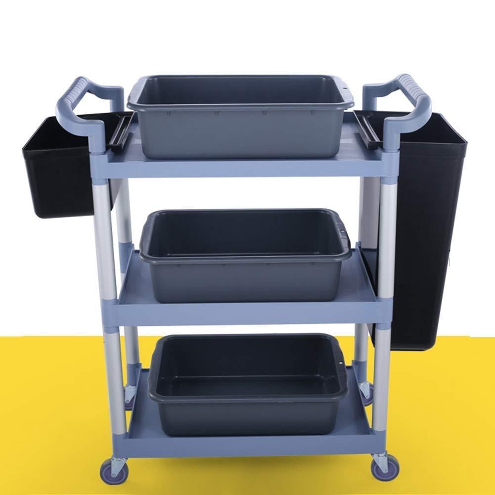 YGCBL YGCBL Multifunction Serving Portable Hand Trucks,Cart Service Restaurant Hotel 3 Tier 360Swivel Castors Side Handles Design Easy to Assemble, 3 Sizes,Kitchen,Blue,86X42X91Cm