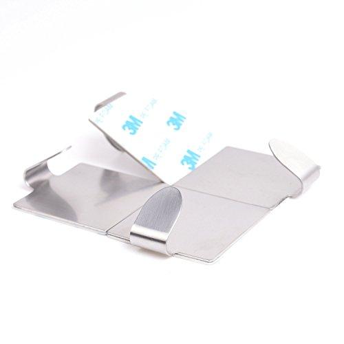 Home-organizer Tech 3M Adhesive Hooks, Super Power Heavy Duty J Hooks, NO Drill, NO Mark, Waterproof, Wall Mount Hooks for Coat Towel Robe Key, Design for Hotel Bedroom Bathroom Kitchen Cabinet Shower, 4 Pack