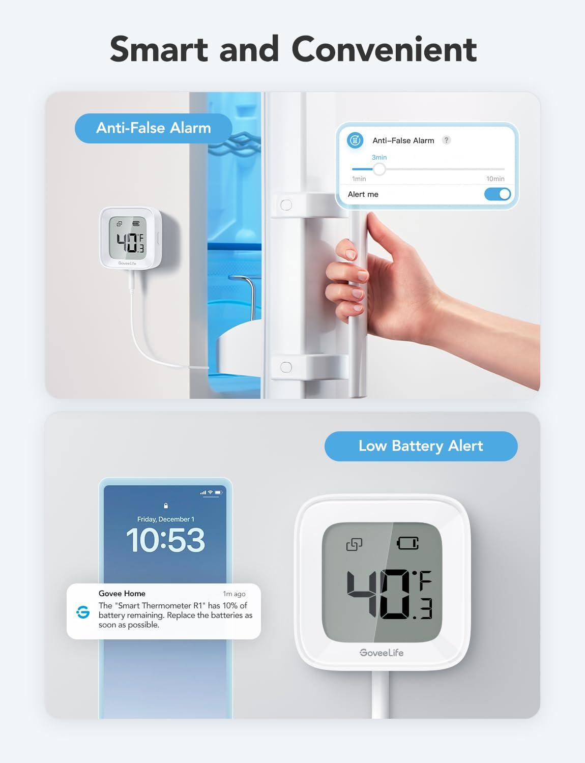 GoveeLife GoveeLife WiFi Freezer Thermometer Bundle with Wireless Mini Smart 6 Button Sensor