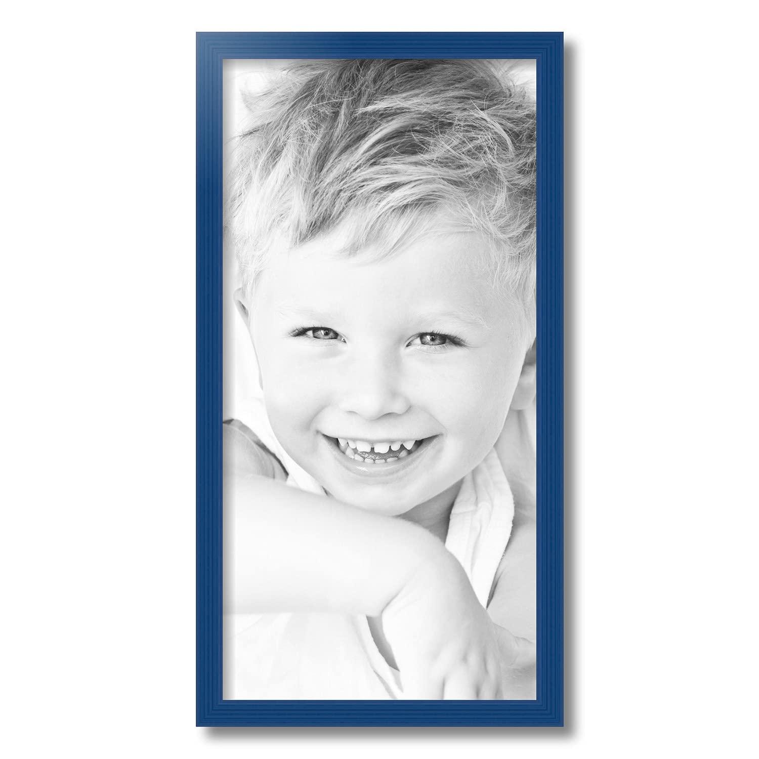 ArtToFrames ArtToFrames 12x24 Inch Blue Picture Frame, 5 - Pack, This 1.00 inch Custom Wood Poster Frame is Blue, Comes with Economy Acrylic (Frame_Pack_5_0066-60823-YBLU-12x24)
