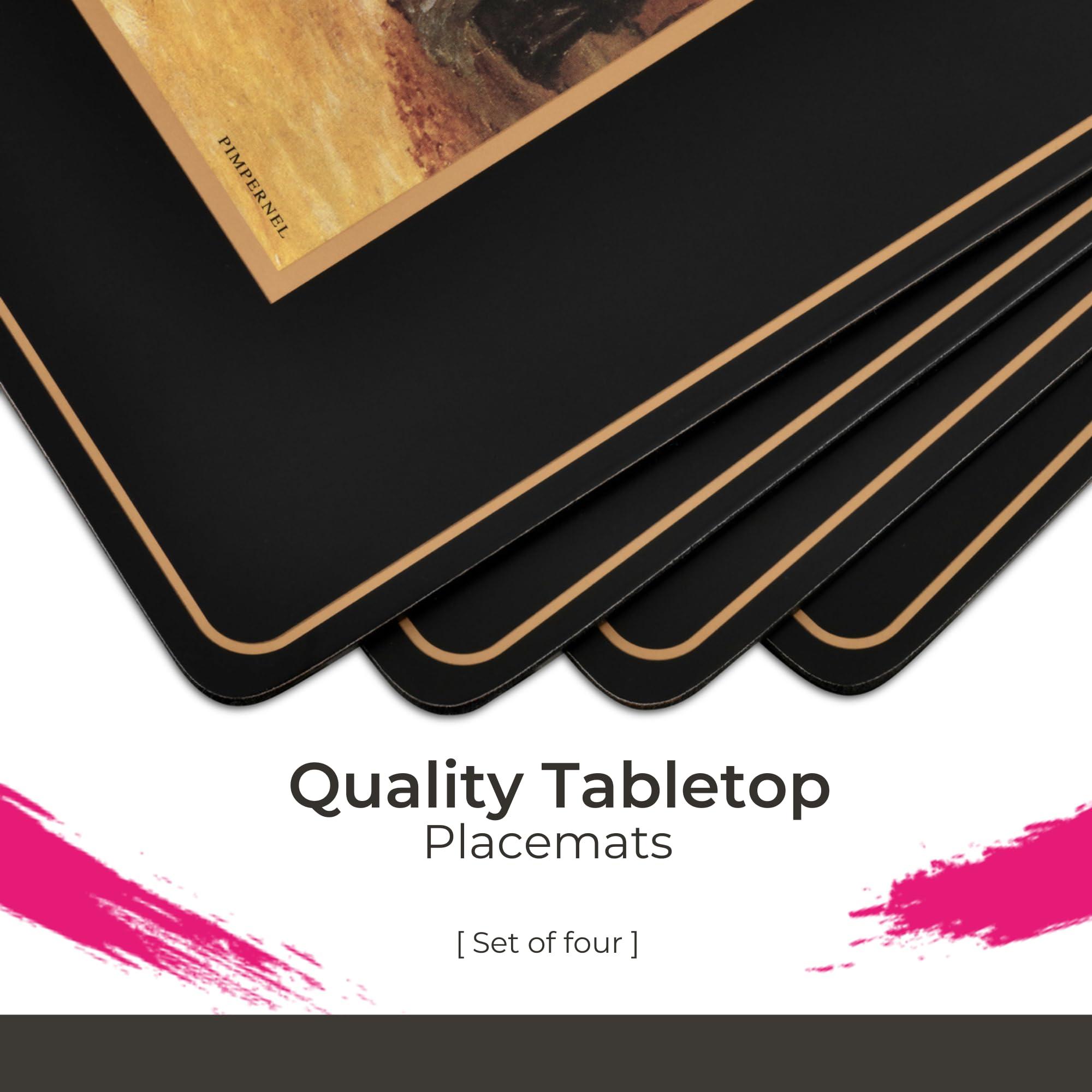 Pimpernel Pimpernel Tally Ho Collection Placemats | Set of 4 | Heat Resistant Mats | Cork-Backed Board | Hard Placemat Set for Dining Table | Measures 15.7” x 11.7”