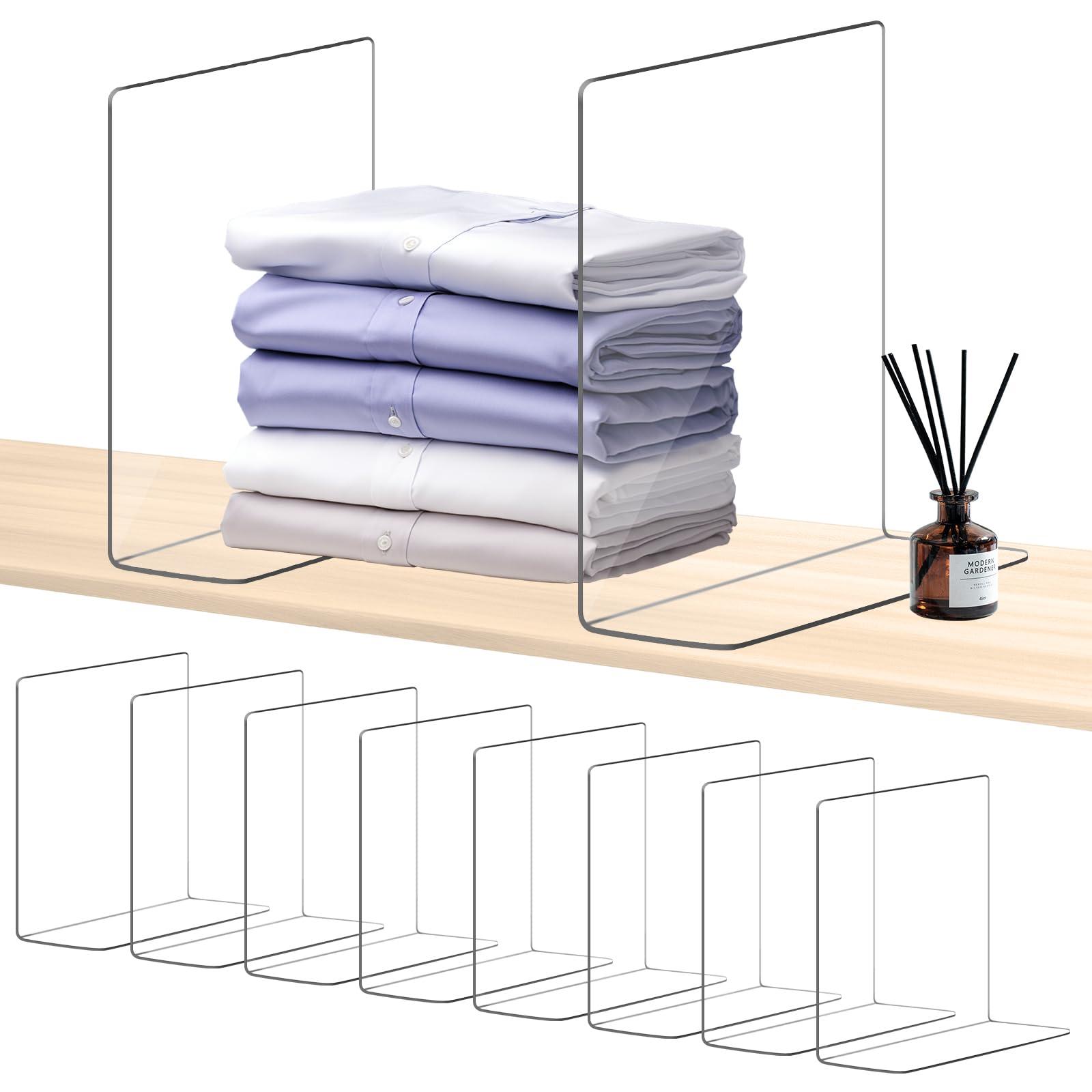 Harava Harava Shelf Dividers for Closet Organization: Durable Clear Acrylic Divider Organizer for Shelves - Vertical Adjustable Shelving Separators for Clothing Purse