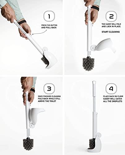 ELYPRO ELYPRO Drip-Free Toilet Brush with Holder - Hygienic White Bathroom Bowl Cleaner, Portable Scrubber with Unique No-Drip Caddy, Ideal for Home, RV, Boat