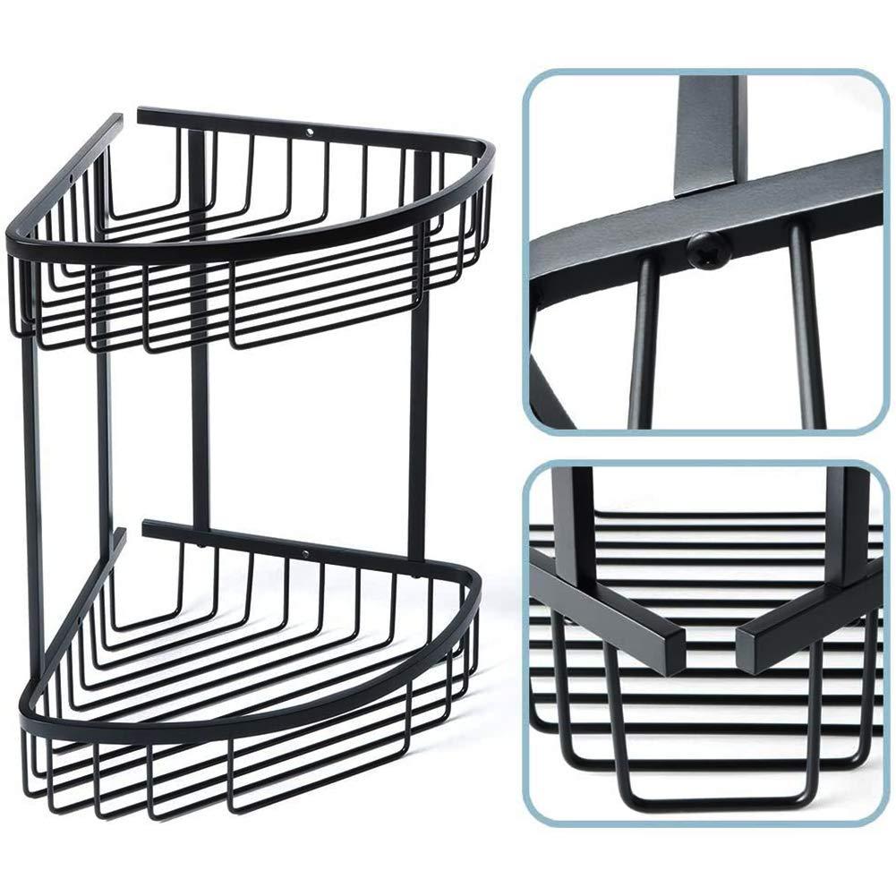 jehdfbvssjcbcsvfd Corner Shelf Bathroom Storage Box 2-Tier Shower Basket Brass Corner Shower Caddy Shower Corner Shelf for Bathroom Storage for Soap Shampoo Shower for Bathroom and Kitchen Gold (Black)