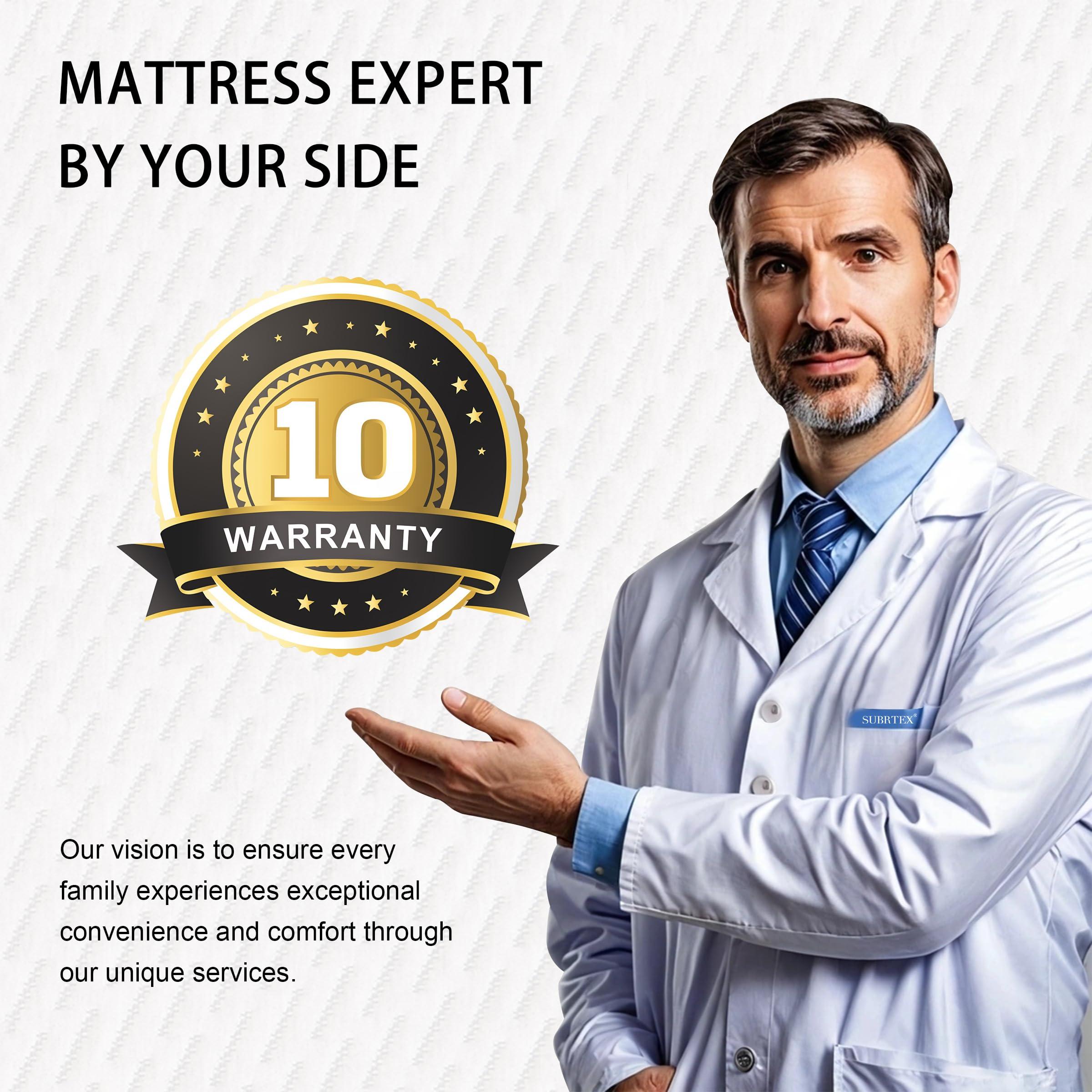 SUBRTEX Subrtex Mattress Topper, Memory Foam Mattress Topper, Gel-Infused Memory Foam Topper for Side Stomach Sleepers, Breathable Bed Toppers (4 Inch, King)