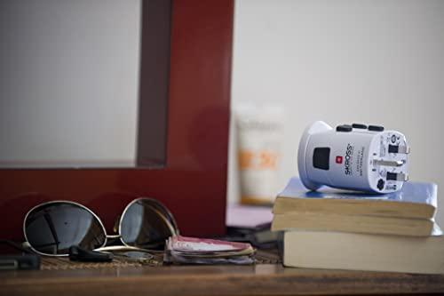 SKROSS Skross Pro World Travel Adapter, 3-Pole Travel Adaptor with Slide System, Designed in Switzerland for More Than 205 Countries, 1.103175 White