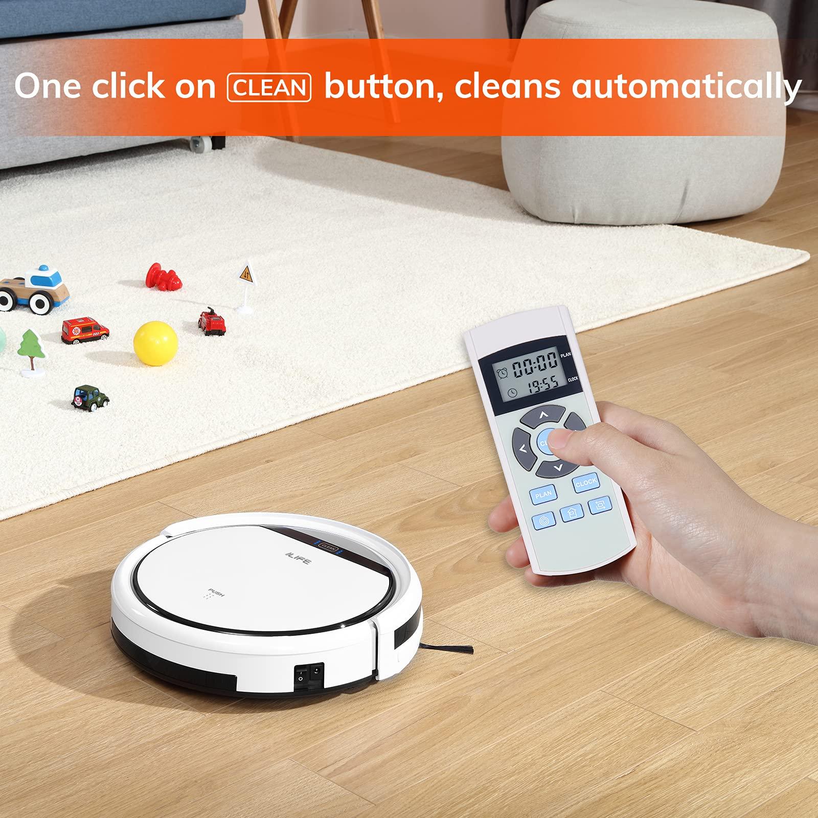 ILIFE ILIFE V3s Pro Robot Vacuum Cleaner, Tangle-free Suction , Slim, Automatic Self-Charging Robotic Vacuum Cleaner, Daily Schedule Cleaning, Ideal For Pet HairHard Floor and Low Pile Carpet,Pearl White