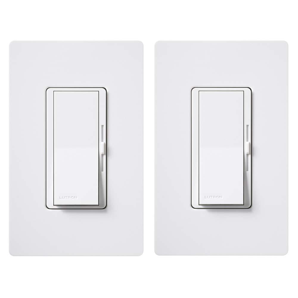 Lutron Lutron Diva LED+ Dimmer Switch for Dimmable LED, Halogen and Incandescent Bulbs, 150W/Single-Pole or 3-Way, White (2-Pack)