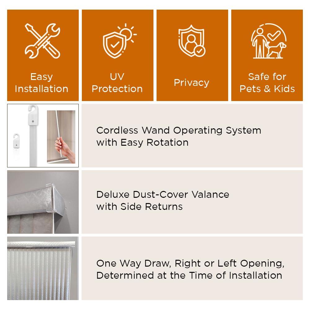 BlindDen BlindDen - Vinyl Vertical Window Blinds for Home - Vertical Blinds for Sliding Glass Doors - Infinity Silver, 82" Wide x 84" Long