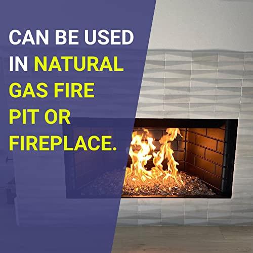 American Fireglass American Fire Glass H-Burner Kit for Natural Gas, 30\" x 6\" | Stainless Steel for Indoor & Outdoor use in Natural Gas Fire Pit or Fireplace | Non-Whistle, Flexible Flex Gas Line