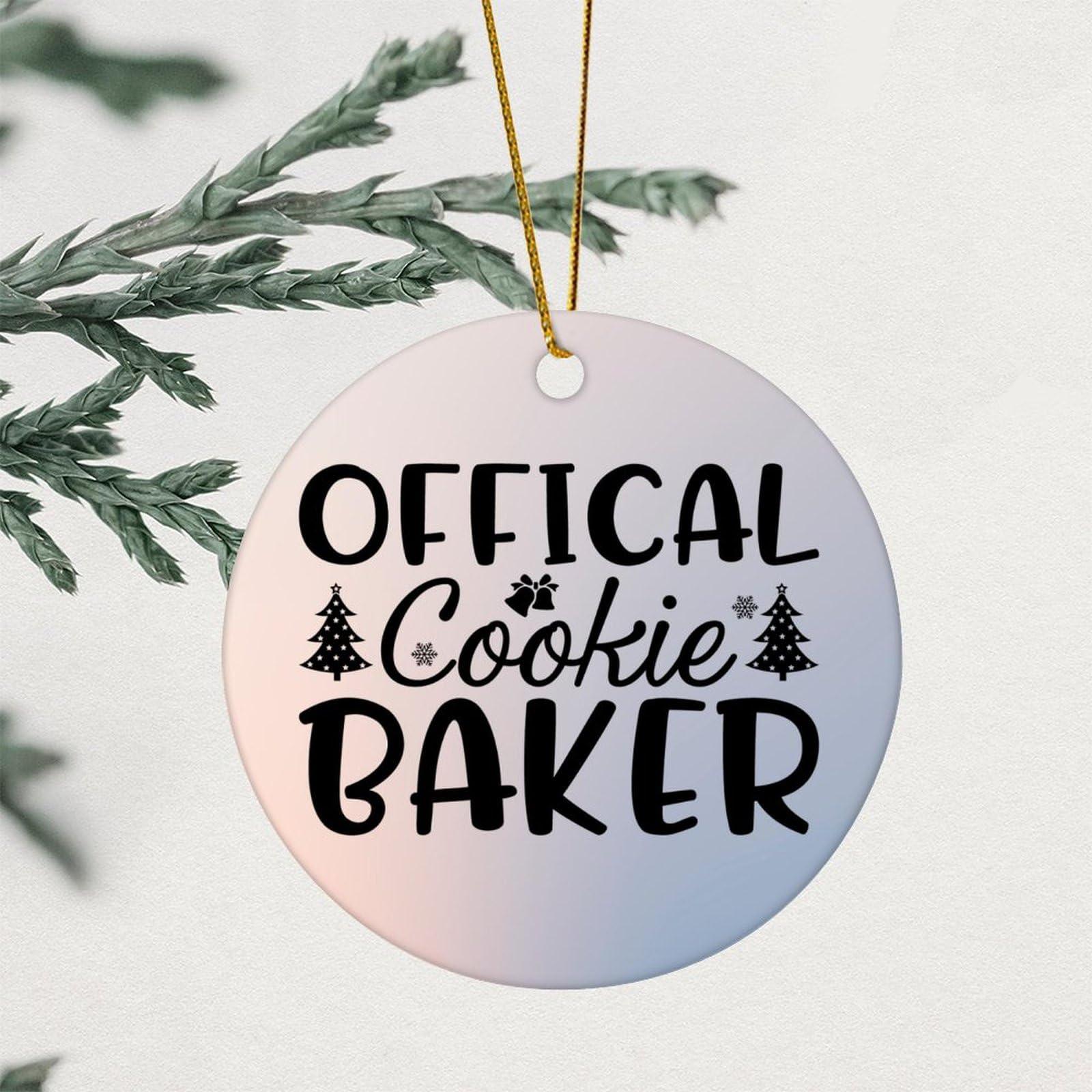 Evans1nism Evans1nism Christmas Porcelain Ornament Offical Cookie Baker Round Christmas Ornament Religious Saying Quotes Two Side Printed Winter Christmas Ornament Gifts for Mom Dad Parents Lover 3.2 Inch