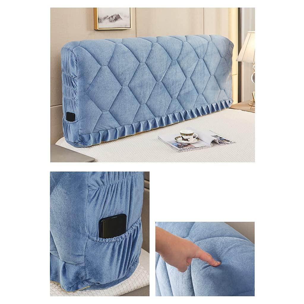 HDGZ HDGZ Velvet Bed Headboard Cover with Stretch Side and Pocket Dustproof Cotton Cover for Bedroom Decor (Color : Blue, Size : 1.5m)