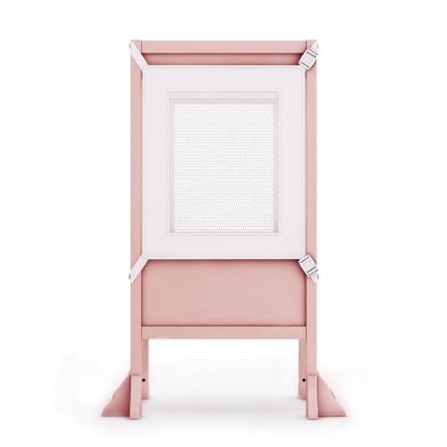 Guidecraft Guidecraft Contemporary Kitchen Helper Toddler Tower - Limited Edition Pink. Original Folding Montessori Learning Step Stool with Safety Nets