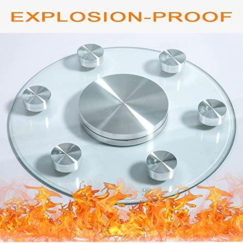 WEBUP WEBUP Large Glass Lazy Susan Table Turntable Rotating Tray Tabletop Serving Tray Clear Glass Serving Tray For Kitchen Island, Diameter: 60cm-100cm (Size : 24in/60cm)