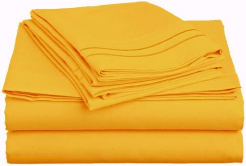 Split King Bed Sheet Split King Royal Collection 1900 Egyptian Quality Bed Sheet Set with 2 Twin XL Fitted, 1 King Flat and 2 King Pillow Case.Wrinkle Free Shrinkage Free Fabric (Split King, Mustard Yellow)