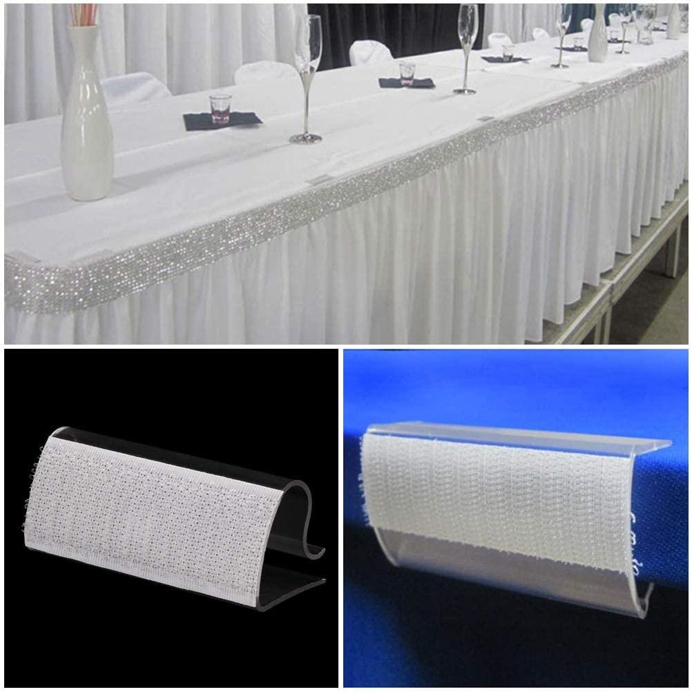 Odowalker Odowalker 50 Pieces Table Skirt Clips Clear Plastic with Hook Fastener for Table Cover Table Skirting Tablecloth Table Edge (0.6\"-0.8\"(Strip Shape))