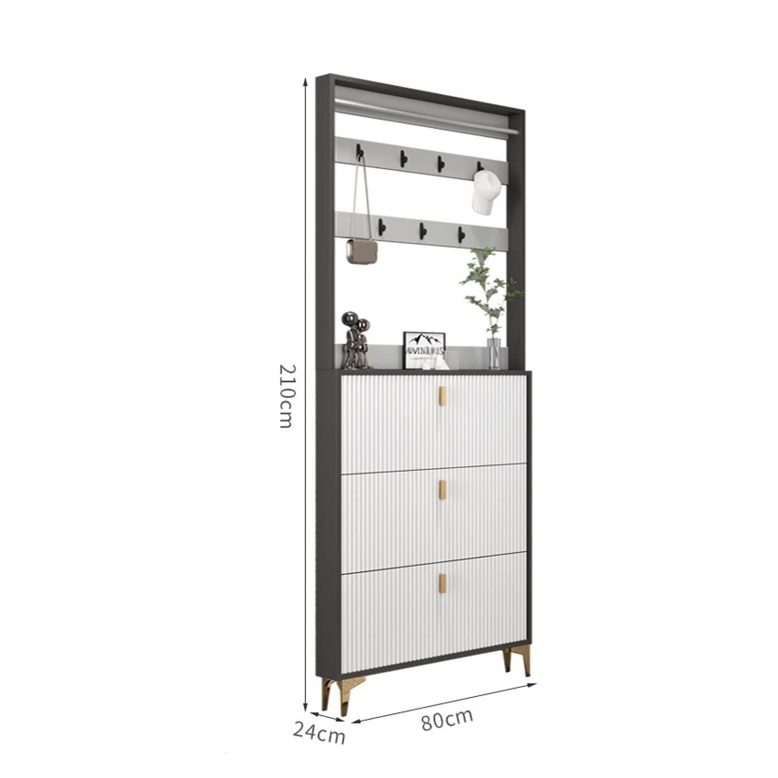 GRFIT GRFIT Shoe Cabinets Shoe Cabinet Ultra-Thin Tipping Bucket Light Luxury Simple Modern Clothes and hat one Cabinet Entry Hall Cabinet for Entryway (Size : 80 * 24 * 210cm)