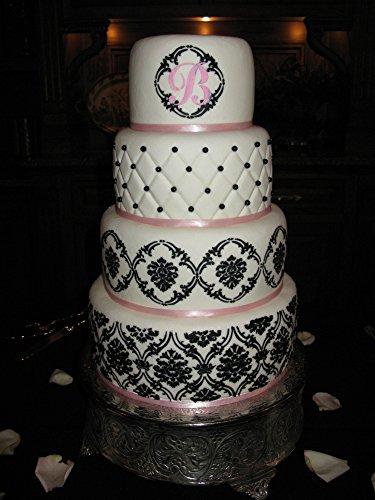Designer Stencils Designer Stencils C702 Royal Damask Cake Stencil Set, Beige/semi-transparent 3.5 X 3.5, 2.8 X 9.4, 3.5 X 12.25, 4.2 X 12.75