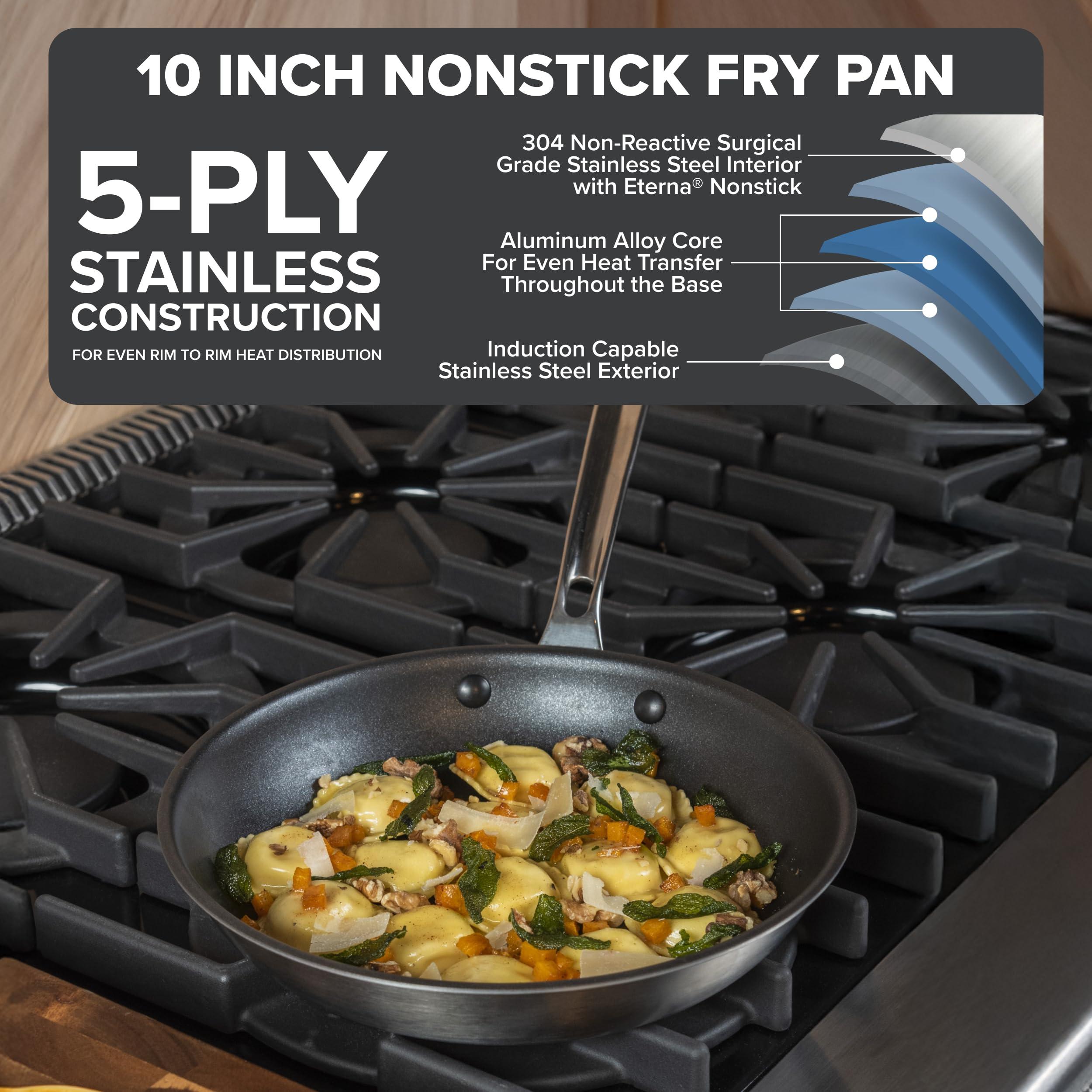 Viking Culinary VIKING Culinary Professional 5-Ply Stainless Steel Nonstick Fry Pan, 10 Inch, Ergonomic Stay-Cool Handle, Dishwasher, Oven Safe, Works on All Cooktops including Induction