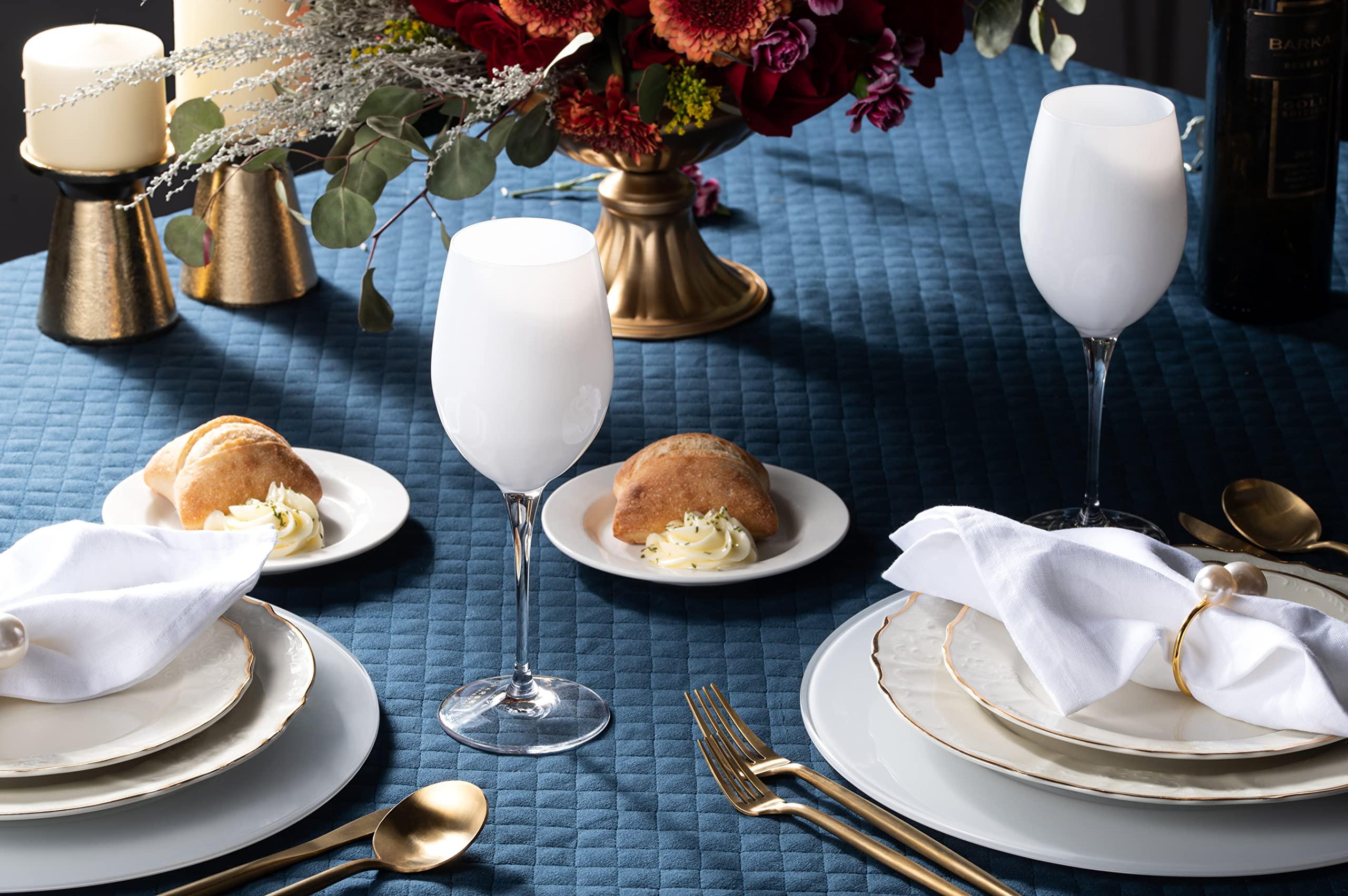 Barski Barski Goblet - White Wine Glass - Crystal Glass - Water Glass - Opal White - Stemmed Glasses - Set of 6 Goblets - 14 oz Made in Europe