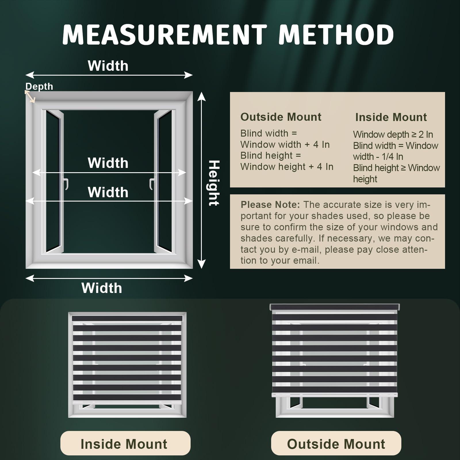 Yoinnt Cordless Zebra Blinds for Windows, Custom Size Zebra Roller Window Blinds, Dual Layer Blackout Zebra Roller Shades, Window Blinds for Home, Office, Kitchen, Bathroom 20 1/2 * 84in(W*H),Black
