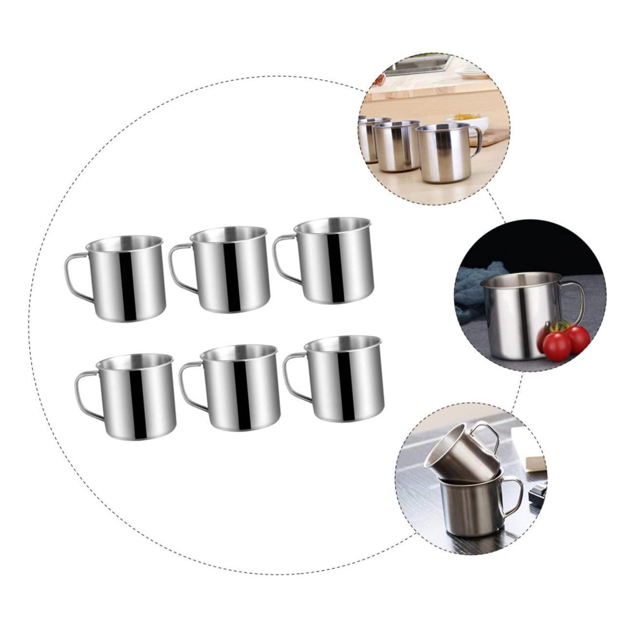Cabilock 6pcs Children\'s Stainless Steel Water Cup Camping Mugs Kids Drinking Cups Mug with Handle Decorative Mug Cups for Coffee Stainless Steel Cup Coffee Mugs with Handles Latte Cup