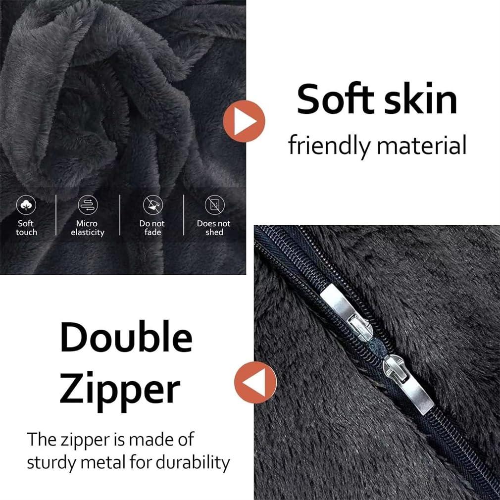 DAUTAI DAUTAI 7Ft Giant Comfy Bean Bag Bed, Giant Beanbag Lazy Sofa for Adult Teen, Round Fluffy Lazy Sofa for Living Room, Living Room Furniture (No Filler),Grey,5FT