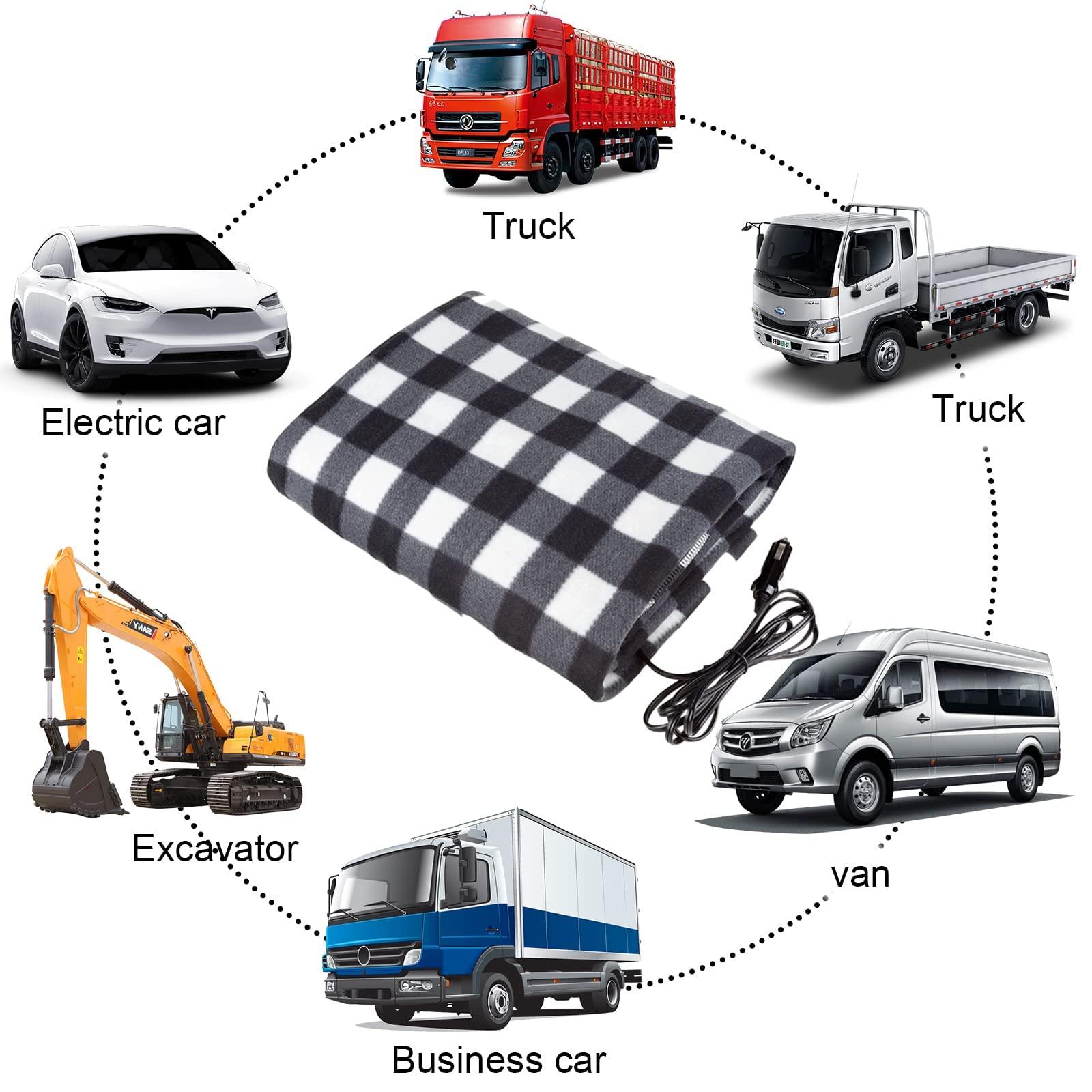 Wemune 12V Car Heated Blanket, Fleece Heating Blanket Car Electric Blanket Travel with 3 Speed Fast Heating for Men Women, Cold Weather, Home&Office, Car Travel Use 150x100cm