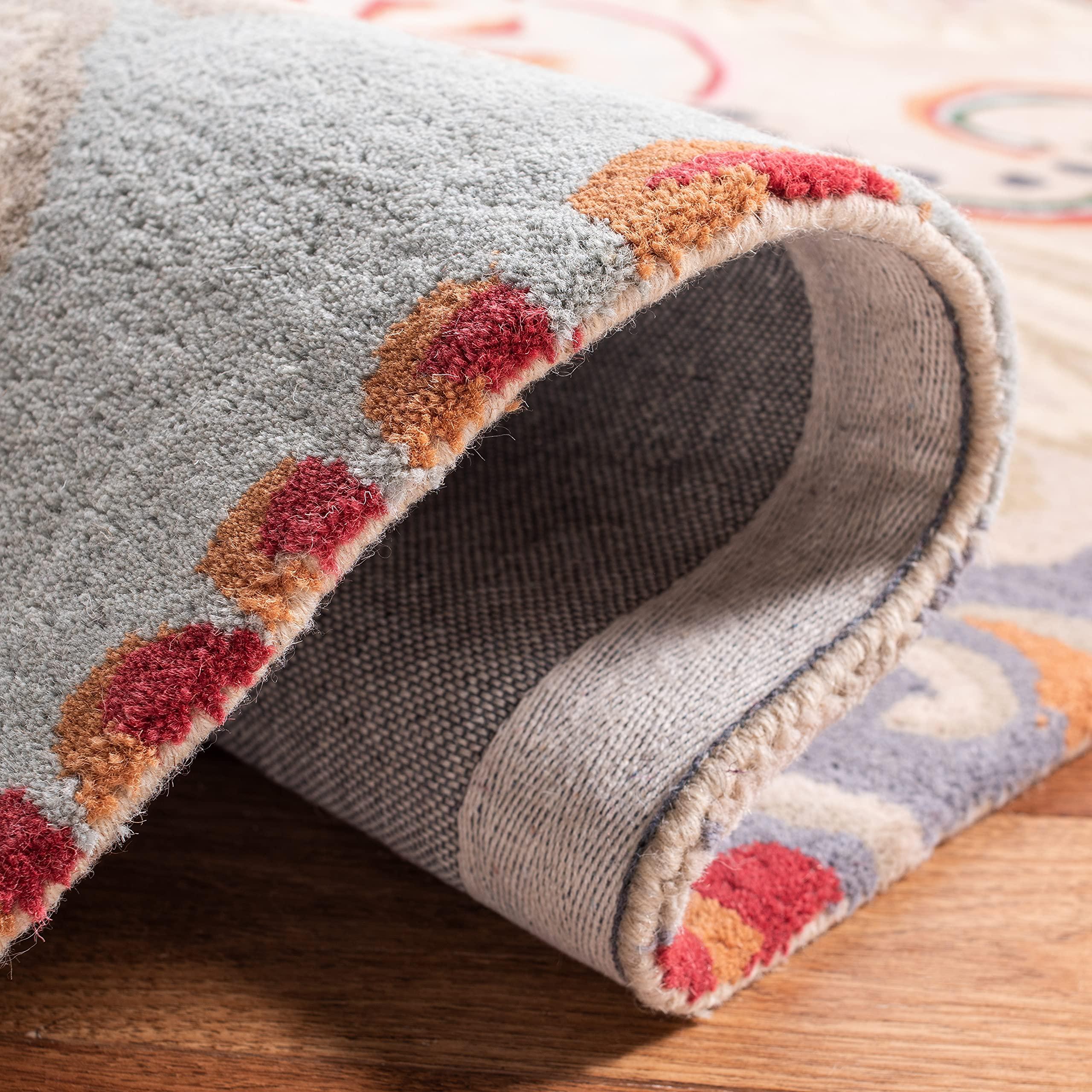 Safavieh SAFAVIEH Bella Collection Area Rug - 5' x 8', Beige & Blue, Handmade Boho Wool, Ideal for High Traffic Areas in Living Room, Bedroom (BEL118B)