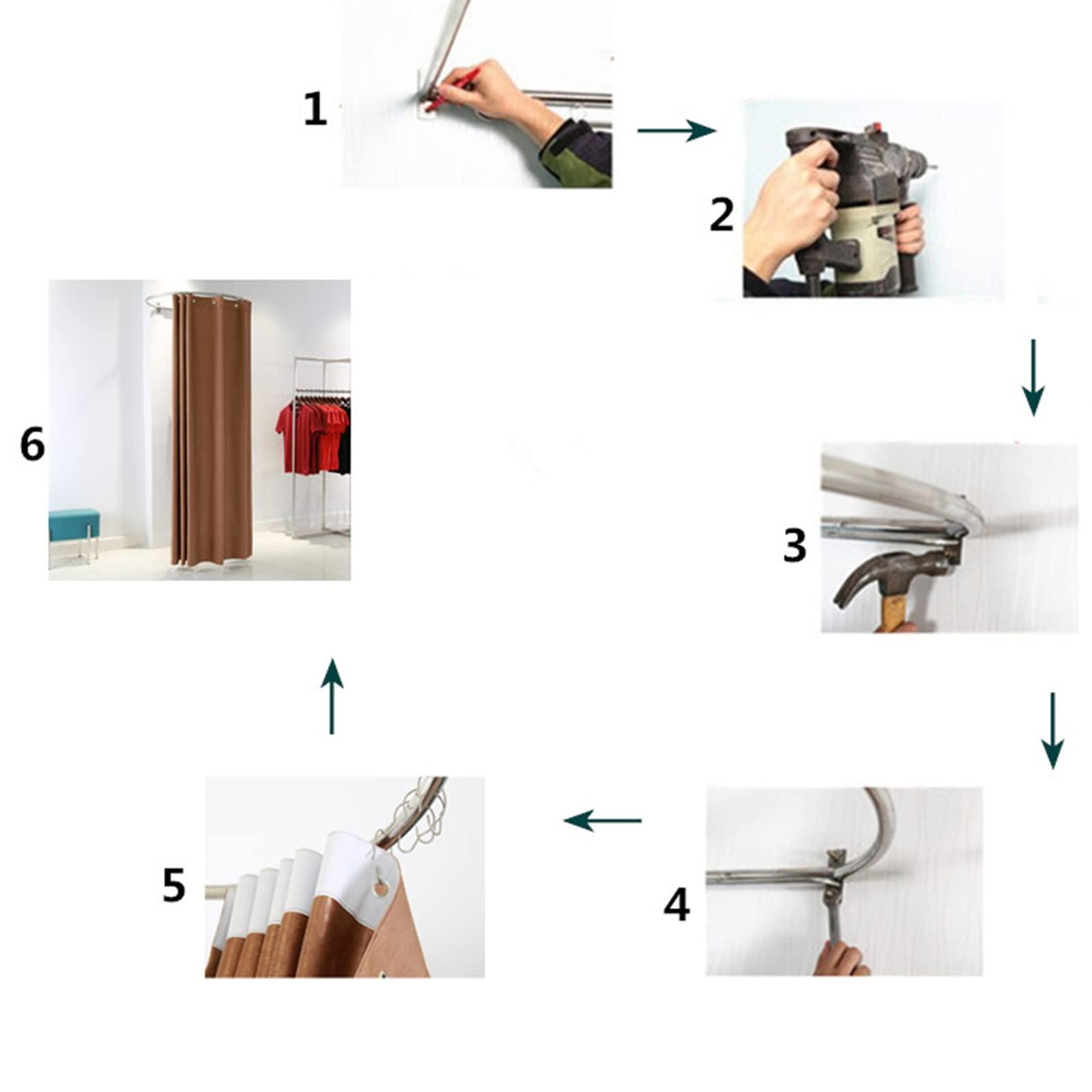 Generic Clothing Store Fitting Room, Round Wall-Mounted Dressing Room Metal Frame Suitable for Shopping Mall Clothing Store Office8 Colors 3 Sizes (Color : Silver Grey, Size : 30x70cm)